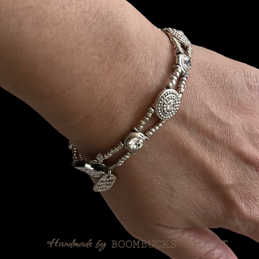 Handmade Silver color with Rhinestone Metal  beads BOHO Bracelet